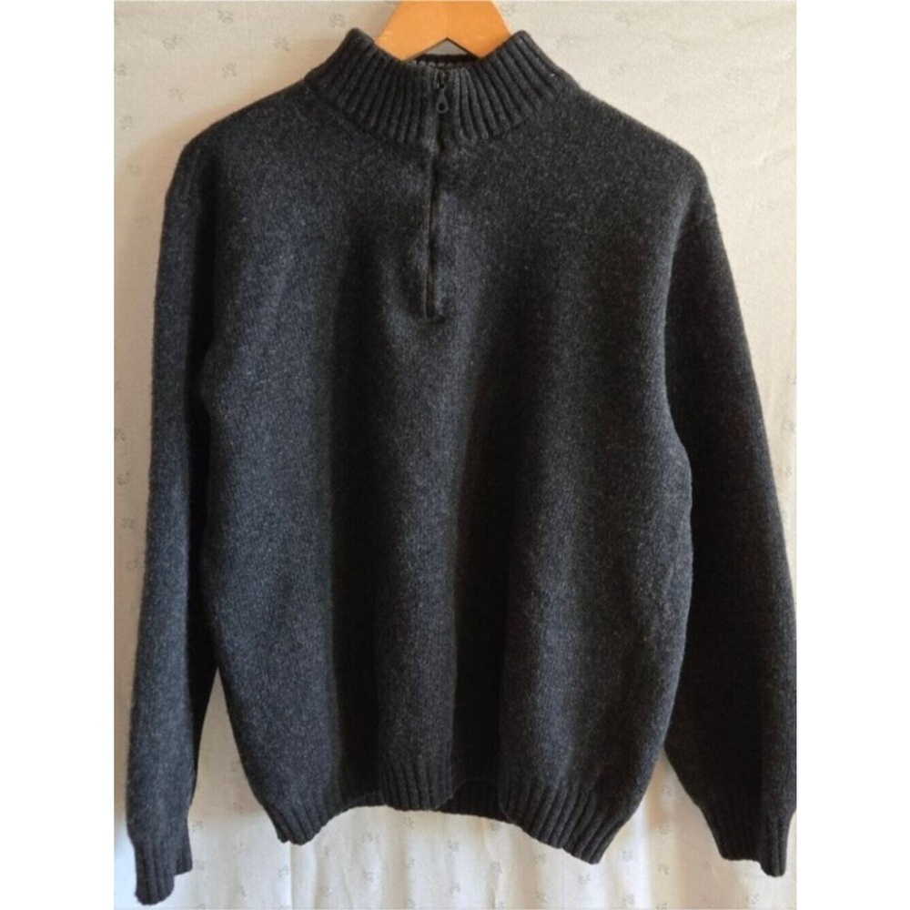 Paul & Shark Yachting 100% Merino Wool Charcoal Gray Quarter Zip Sweater XXL